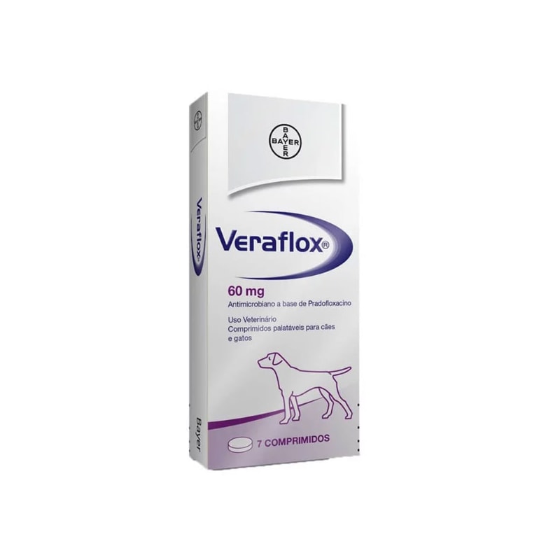 Antimicrobiano Veraflox para Cães 60mg com 7 Comprimidos - POLI PET