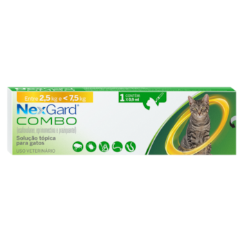 Antiparasitário Nexgard Combo Antipulgas, Sarnas e Vermes para Gatos de 2,5kg a 7,5kg Com 1 Pipeta - Imagem principal