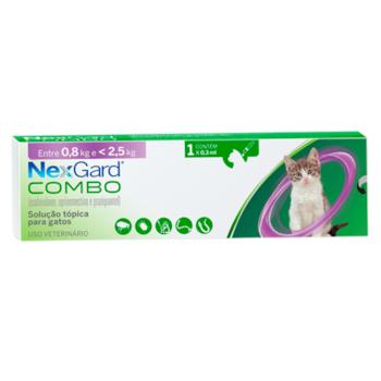 Antiparasitário Nexgard Combo Antipulgas, Sarnas e Vermes para Gatos de até 2,5kg Com 1 Pipeta - Imagem principal