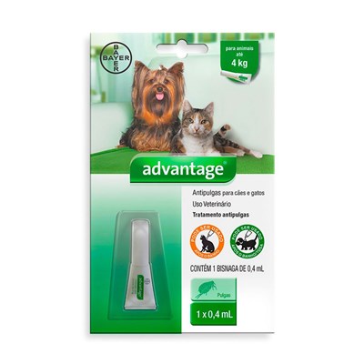 Antipulgas Advantage 0,4ml para Cachorros e Gatos até 4kg