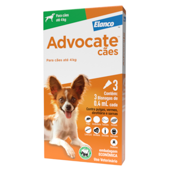 Antipulgas Advocate 0,4ml para Cães de até 4kg com 3 Pipetas - Imagem principal