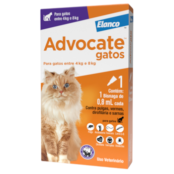 Antipulgas Advocate 0,8ml para Gatos de 4kg até 8kg com 1 Pipeta - Imagem principal