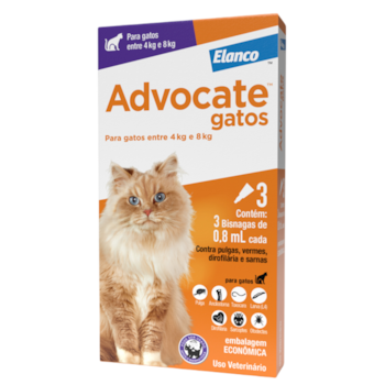 Antipulgas Advocate 0,8ml para Gatos de 4kg até 8kg com 3 pipetas - Imagem principal