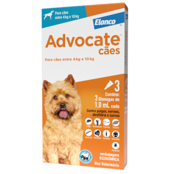 Antipulgas Advocate 1,0ml para Cachorros de 4kg até 10kg com 3 Pipetas - Imagem principal
