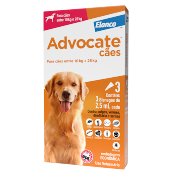Antipulgas Advocate 2,5ml Para Cães De 10kg Até 25kg Com 3 Pipetas - Imagem principal