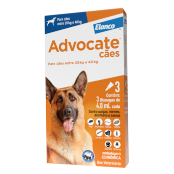 Antipulgas Advocate 4,0ml para Cachorros de 25kg a 40kg com 3 Pipetas - Imagem principal