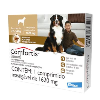 Antipulgas Comfortis 1620mg Para Cães De 27kg A 54kg Com 1 Comprimido