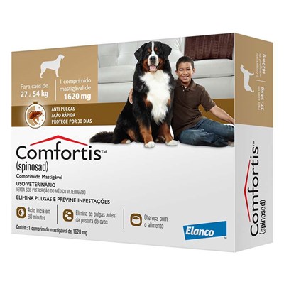 Antipulgas Comfortis 1620mg Para Cães De 27kg A 54kg Com 1 Comprimido