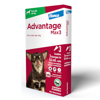 Antipulgas e Carrapatos Advantage Max3 para Cachorros de até 4kg com 3 Pipetas - Imagem principal