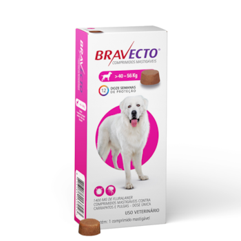 Antipulgas E Carrapatos Bravecto 1400mg Para Cachorros De 40kg Até 56kg Com 1 Comprimido - Imagem principal