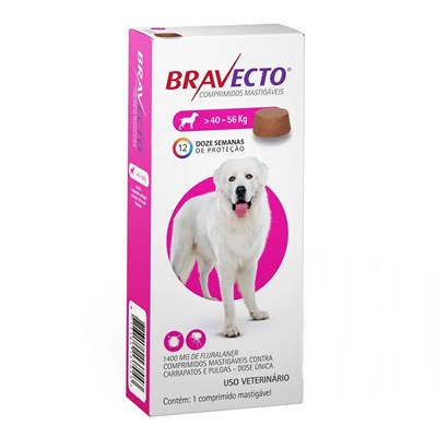 Antipulgas e Carrapatos Bravecto 1400mg para Cachorros de 40kg até 56kg com 1 comprimido