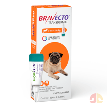 Antipulgas e Carrapatos Bravecto Transdermal 250mg para Cachorros de 4,5kg até 10kg com 1 Pipeta - Imagem principal