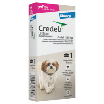 Antipulgas E Carrapatos Credeli 112,5mg Para Cães De 2,5kg Até 5,5kg 1 Comprimido - Imagem principal