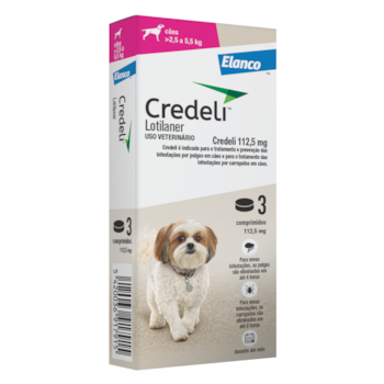 Antipulgas E Carrapatos Credeli 112,5mg Para Cães De 2,5kg Até 5,5kg com 3 Comprimidos - Imagem principal