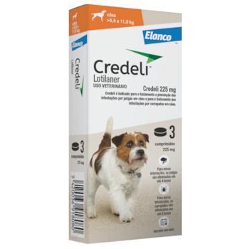 Antipulgas e Carrapatos Credeli 225mg para Cachorros de 5,5kg até 11kg com 3 Comprimidos - Imagem principal