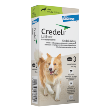 Antipulgas E Carrapatos Credeli 450mg Para Cachorros De 11kg Até 22kg Com 3 Comprimidos - Imagem principal
