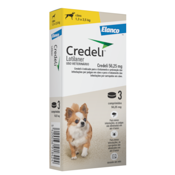Antipulgas e Carrapatos Credeli 56,25mg para Cachorros de 1,3kg até 2,5kg com 3 Comprimidos - Imagem principal