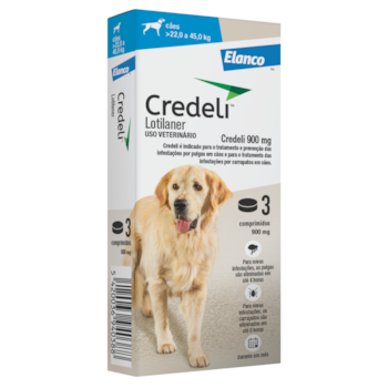 Antipulgas E Carrapatos Credeli 900mg Para Cachorros De 22kg Até 45kg Com 3 Comprimidos - Imagem principal