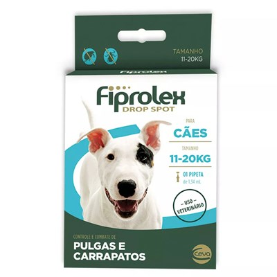 Produto Antipulgas e Carrapatos Fiprolex Drop Spot para Cachorros de 11kg até 20kg com 1un