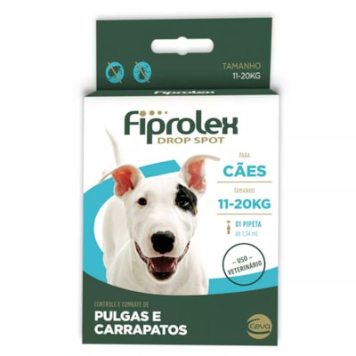 Produto Antipulgas e Carrapatos Fiprolex Drop Spot para Cachorros de 11kg até 20kg com 1un