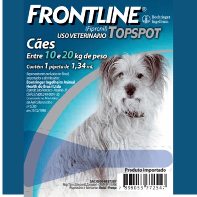 Antipulgas e Carrapatos Frontiline TopSpot 1,34ml para Cachorros de 10kg até 20kg com 1un