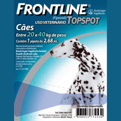 Antipulgas e Carrapatos Frontiline TopSpot 2,68ml para Cachorros de 20kg até 40kg com 1un