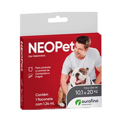 Antipulgas e Carrapatos Neopet para cães de 10,1kg até 20kg com 1 pipeta