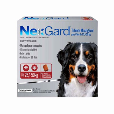 Antipulgas e Carrapatos Nexgard para Cachorro de 25 a 50kg 1 tablete mastigavel