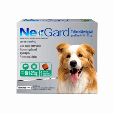 Antipulgas e Carrapatos Nexgard para Cachorros de 10,1 a 25kg 1 tablete mastigavel