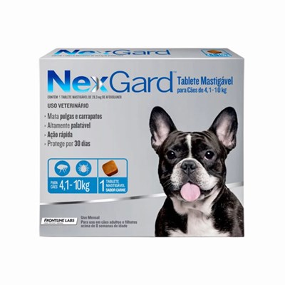 Antipulgas e Carrapatos Nexgard para Cachorros de 4 a 10kg 1 tablete mastigavel de 28,3mg