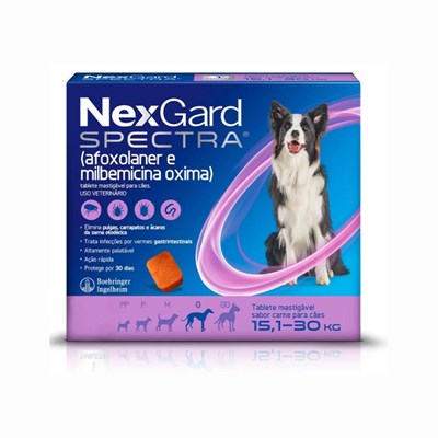 Antipulgas e Carrapatos Nexgard Spectra para Cães com 15,1 a 30 kg kg 3 CP Mastigáveis 4,0gr