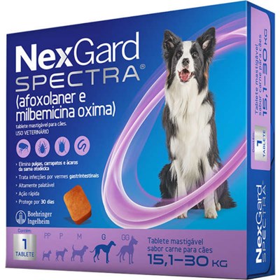 Antipulgas e Carrapatos Nexgard Spectra para Cães com 15 a 30 kg 1 CP Mastigável 4,0gr
