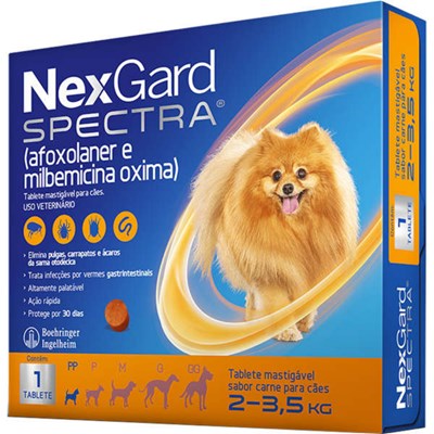Antipulgas e Carrapatos Nexgard Spectra para Cães com 2 a 3,5 kg 1 CP Mastigável 500mg