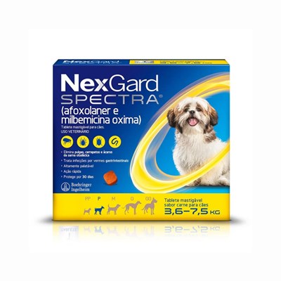Antipulgas e Carrapatos Nexgard Spectra para Cães com 3,5 a 7,5 kg 3 CP Mastigáveis 1,0gr