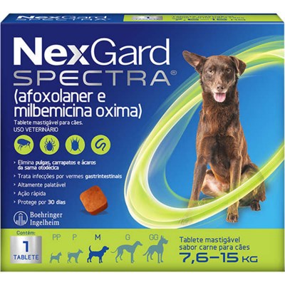 Antipulgas e Carrapatos Nexgard Spectra para Cães com 7,5 a 15 kg 1 CP Mastigável 2,0gr
