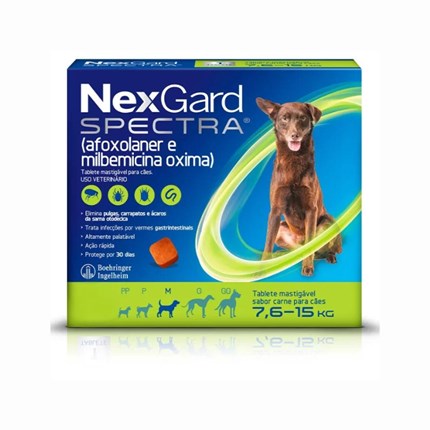 Antipulgas e Carrapatos Nexgard Spectra para Cães com 7,5 a 15 kg 3 CP Mastigáveis 2,0gr