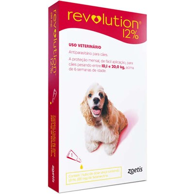 Antipulgas e Carrapatos Revolution 12% (120 mg) para cães de 10kg a 20kg com 1 pipeta