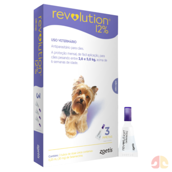 Antipulgas e Carrapatos Revolution 12% (30 mg) para cães de 2,5kg a 5,0kg com 1 pipeta - Imagem principal