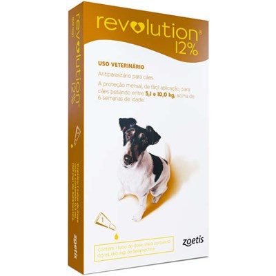 Antipulgas e Carrapatos Revolution 12% (60 mg) para cães de 5kg a 10kg com 1 pipeta