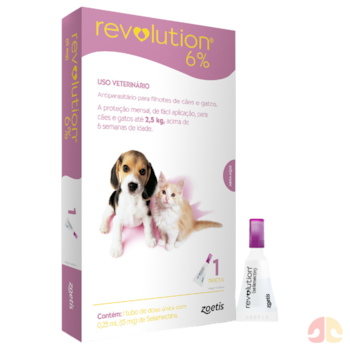 Antipulgas e Carrapatos Revolution 6% (15mg) para cães e Gatos até 2,5kg com 1 pipeta - Imagem principal