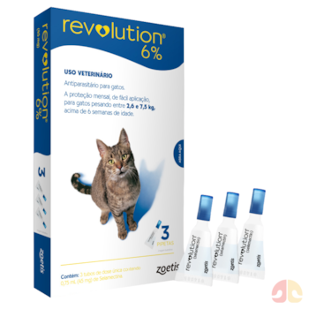 Antipulgas e Carrapatos Revolution 6% (45mg) para Gatos de 2,5kg a 7,5kg com 3 pipetas - Imagem principal