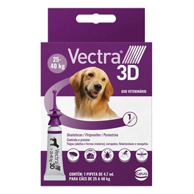Antipulgas e Carrapatos Vectra 3D para cães de 25kg a 40kg com 1 pipeta