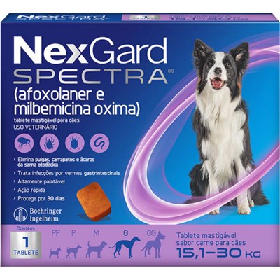 Antipulgas Nexgard Spectra para Cachorro (15,0 a 30,0kg) 1 tablete mastigável 4,0gr