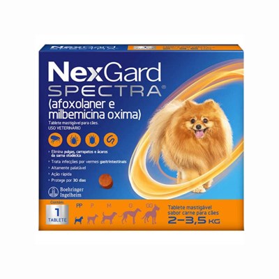 Antipulgas Nexgard Spectra para Cachorro (2 a 3,5kg) 1 tablete mastigavel 500mg