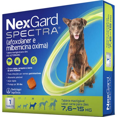 Antipulgas Nexgard Spectra para Cachorro (7,5 a 15,0kg) 1 tablete mastigável 2,0gr