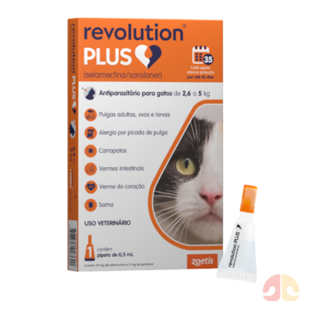 Antipulgas Revolution Plus 0,50ml para Gatos de 2,6 a 5kg com 1 Pipeta - Imagem principal