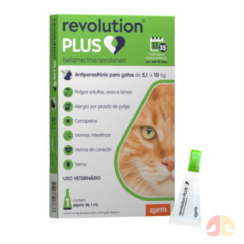 Antipulgas Revolution Plus 1ml para Gatos de 5,1 a 10kg com 1 Pipeta - Imagem principal