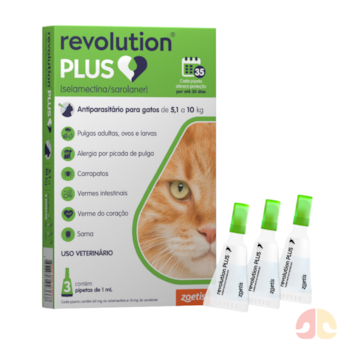 Antipulgas Revolution Plus 1ml para Gatos de 5,1kg a 10kg com 3 Pipetas - Imagem principal