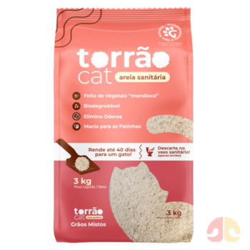Areia Higiênica Biodegradável Torrão Cat Grãos Mistos 3kg - Imagem principal