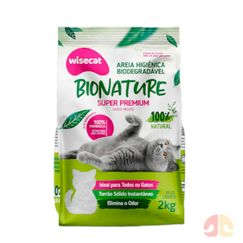 Areia Higiênica Bionature Biodegradável Grãos Médios 2 kg para Gatos - Imagem principal